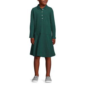 Lands' End School Uniform Girls L/Sleeve Mesh Polo Dress at the Knee, NWT